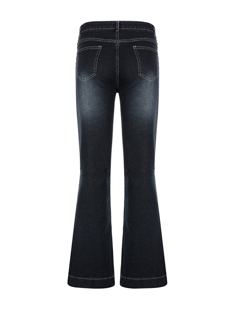 Women Low Rise Wide Leg Stacked Jeans