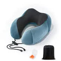 Memory Foam Travel Pillow with Earplugs & Storage Bag