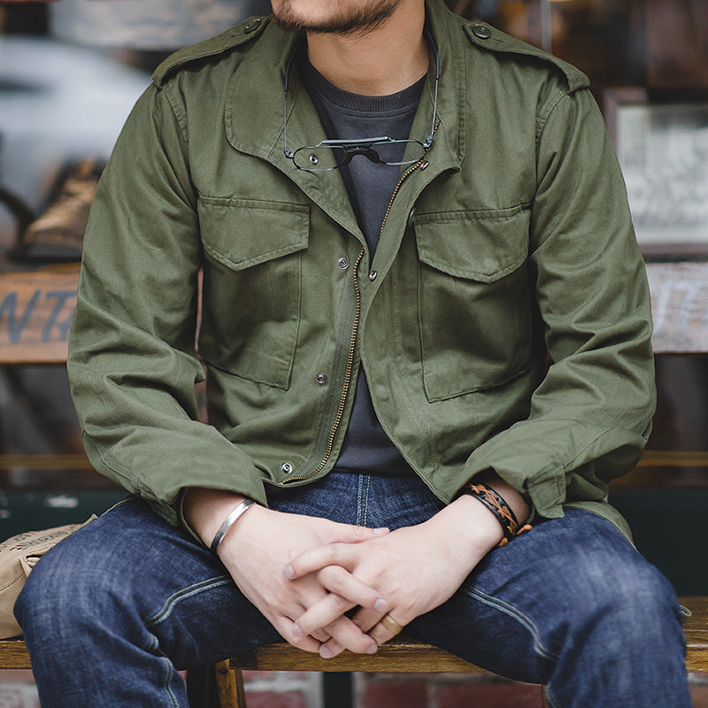 Men Oversize Army Green Denim Jacket