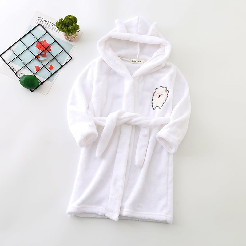 Kids Hooded Flannel Bathrobe