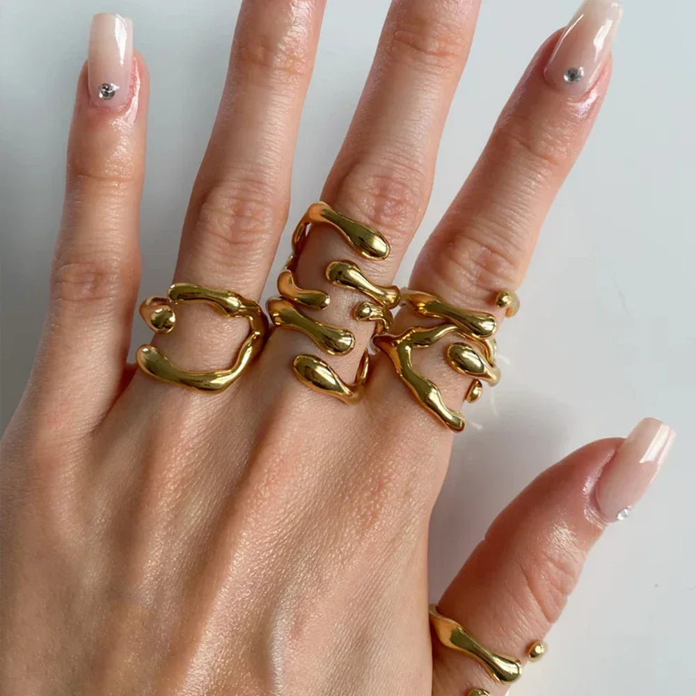 Fashiona golden croissant Stainless Steel rings for women Geometric minimalism ring Couple Matching Jewlery Gifts Do not fade