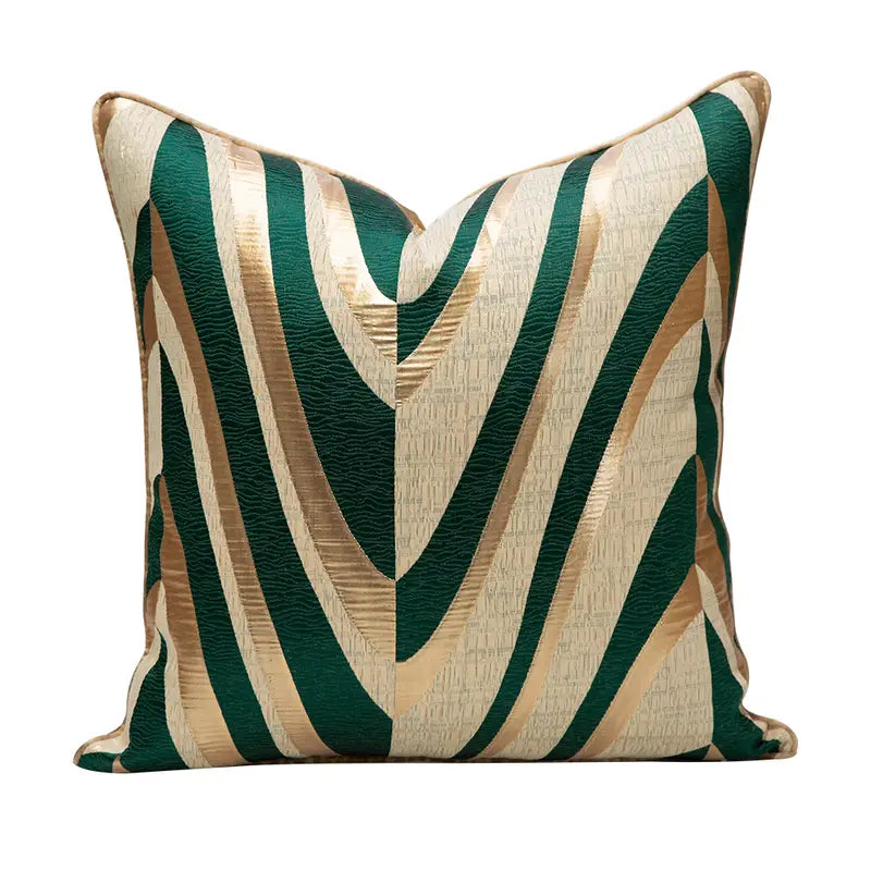 Emerald Green Golden Throw Pillow Cover for Home Decor