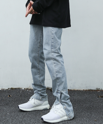 Men Ankle Snap Denim Jeans