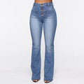 Women Plus Size High Waist Washed Denim Jeans
