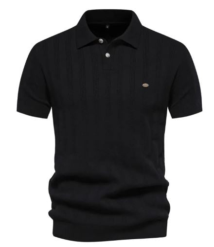 Men's Ribbed Knit Polo Shirt