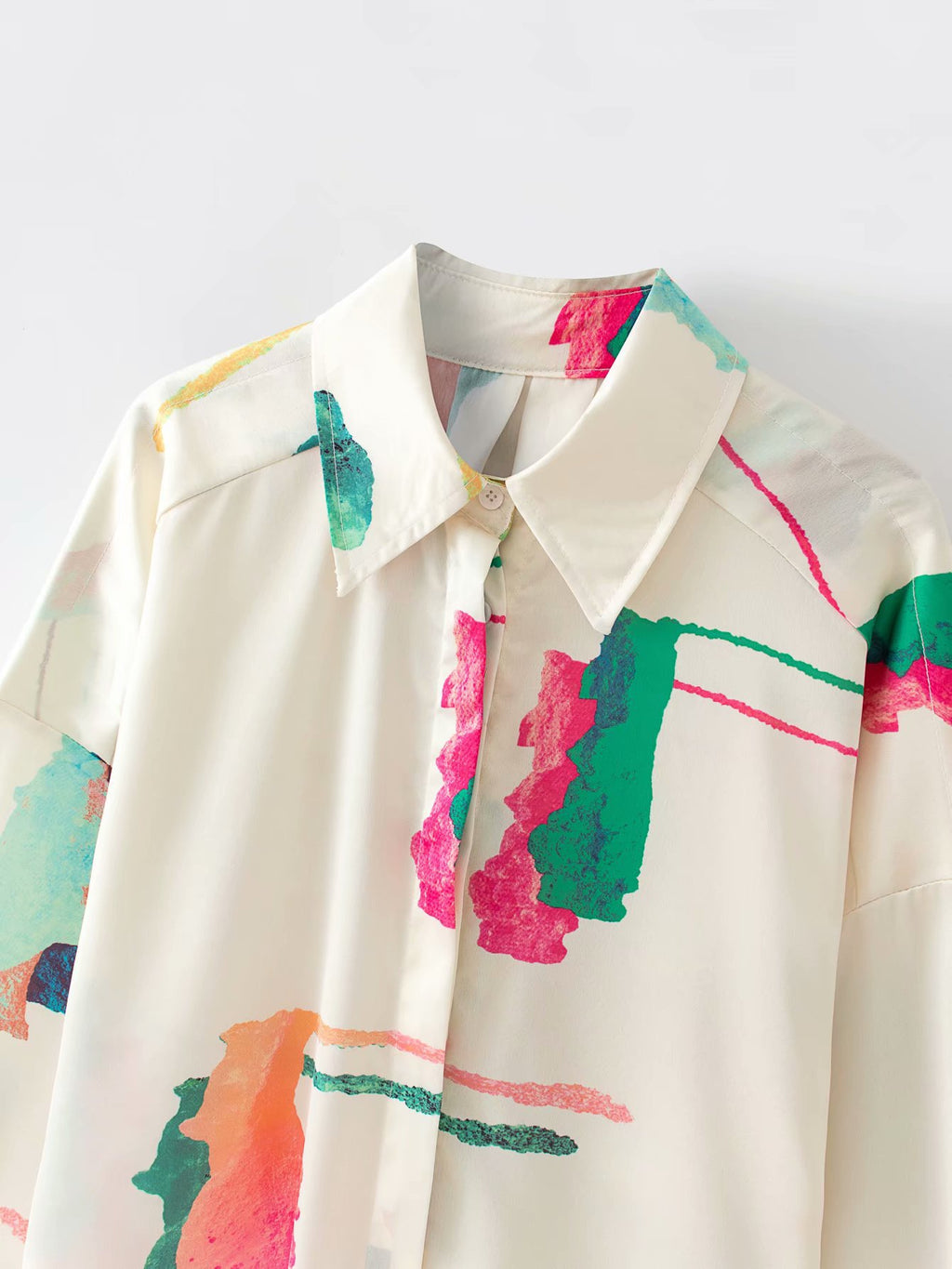 Oversized Multicolor Cream Blouse Shirt