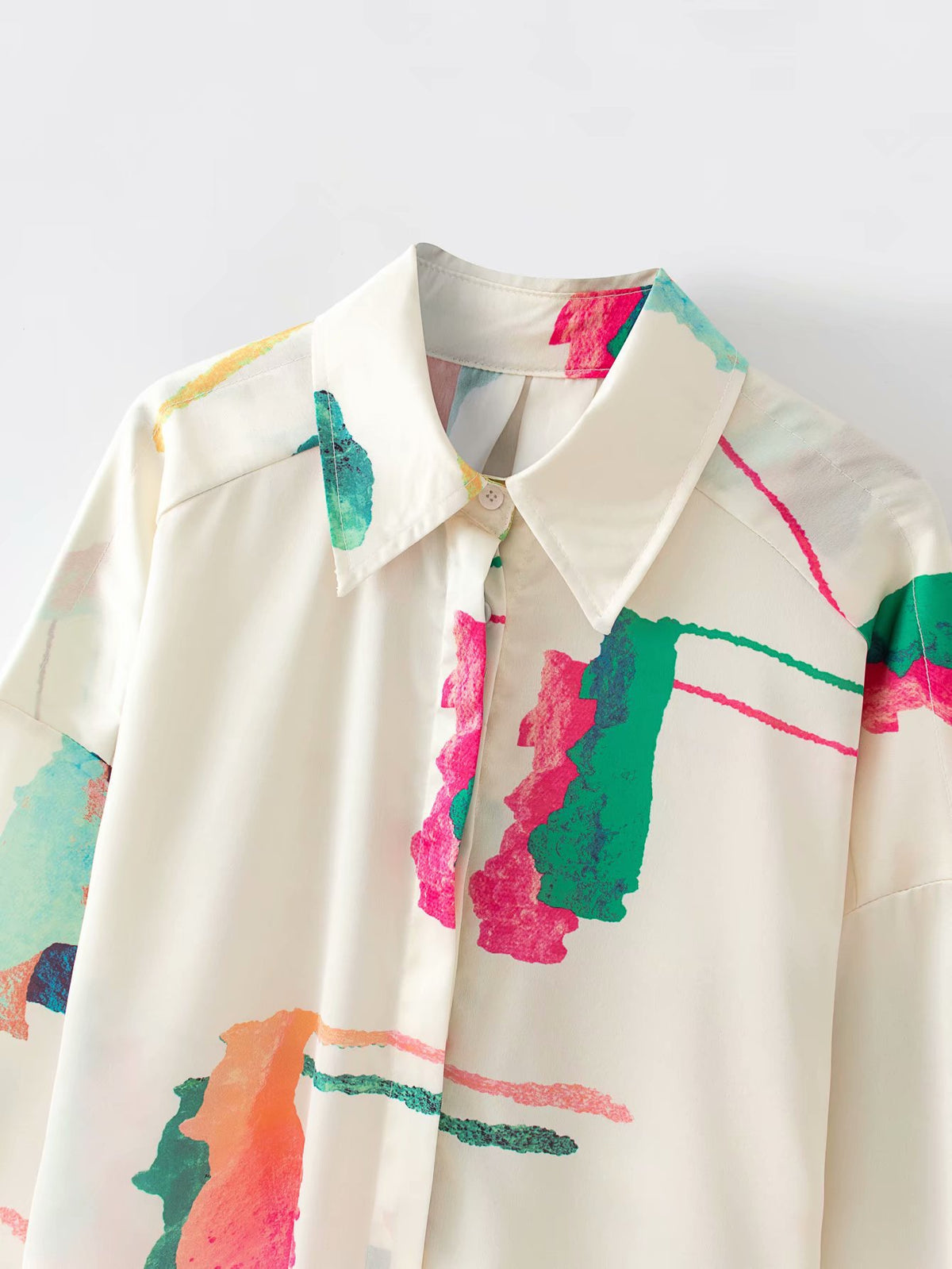 Oversized Multicolor Cream Blouse Shirt