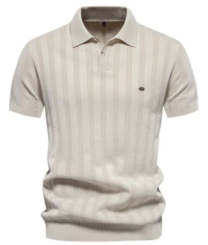 Men's Ribbed Knit Polo Shirt