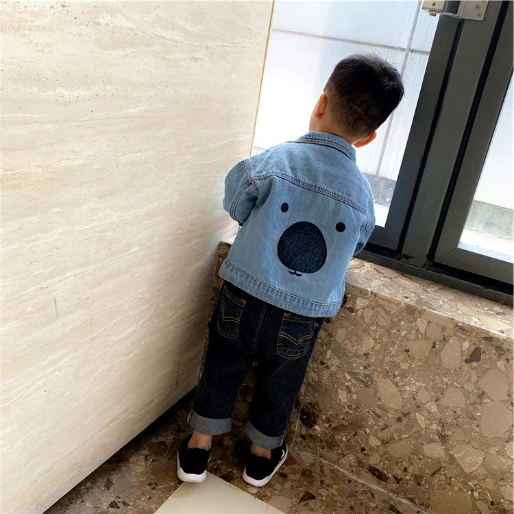 Boys Cartoon Bear Denim Jacket