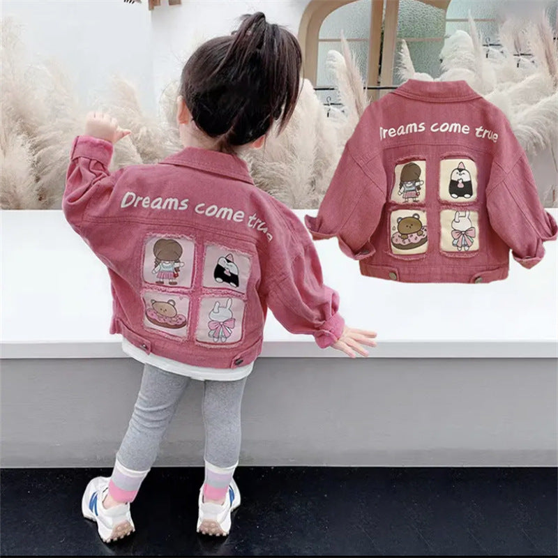 Girls Cartoon Denim Jacket