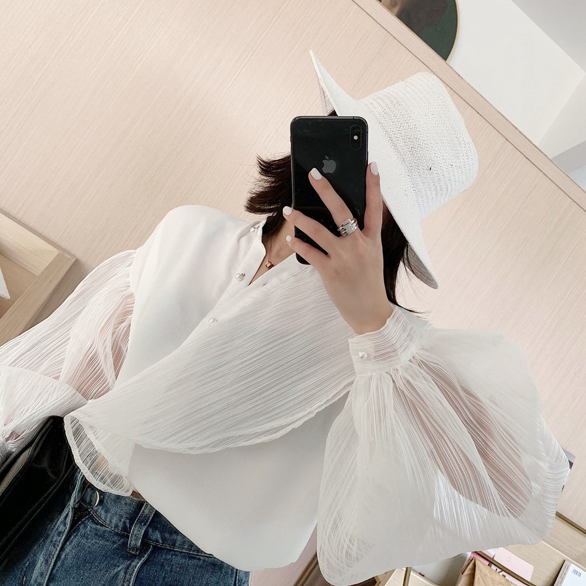 Lace Hollow Mesh Fairy Blouse