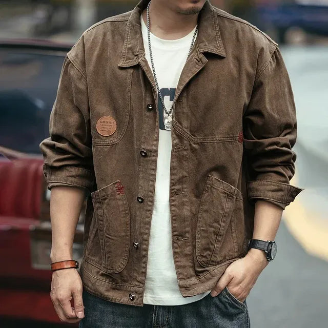 Men Trendy Brown Denim Jacket