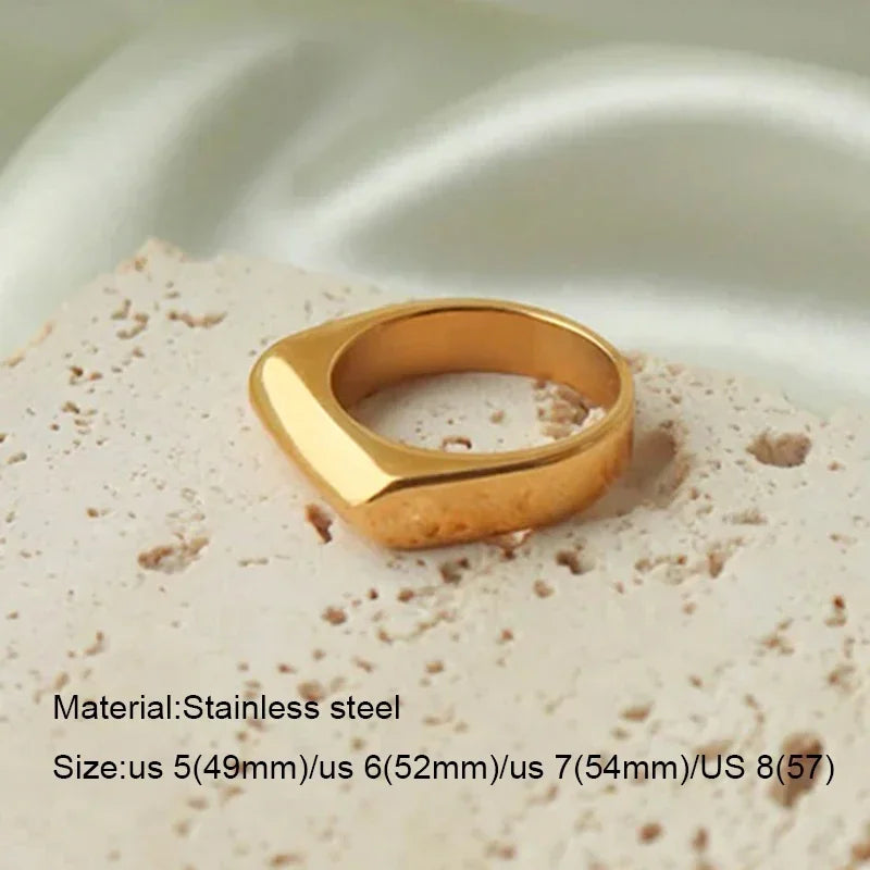 Fashiona golden croissant Stainless Steel rings for women Geometric minimalism ring Couple Matching Jewlery Gifts Do not fade