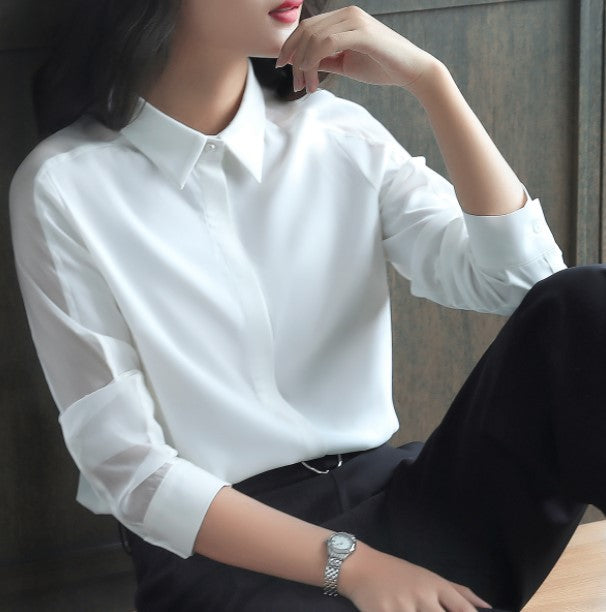 Korean Style Long Sleeve Chiffon Blouse