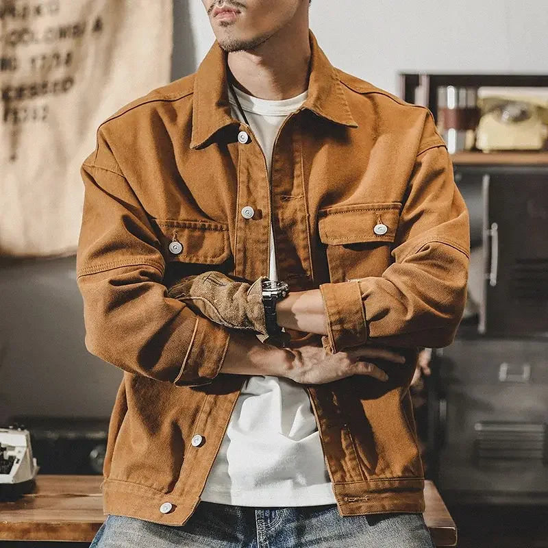 Men Trendy Brown Denim Jacket
