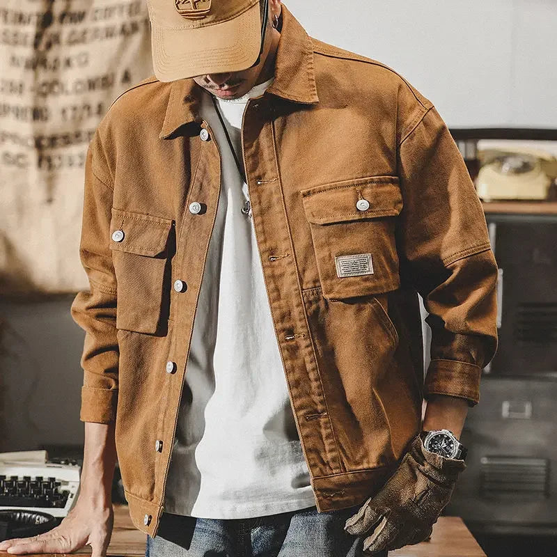 Men Trendy Brown Denim Jacket