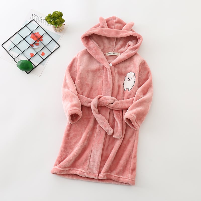 Kids Hooded Flannel Bathrobe