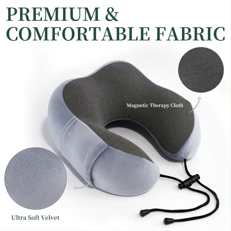 Memory Foam Travel Pillow with Earplugs & Storage Bag