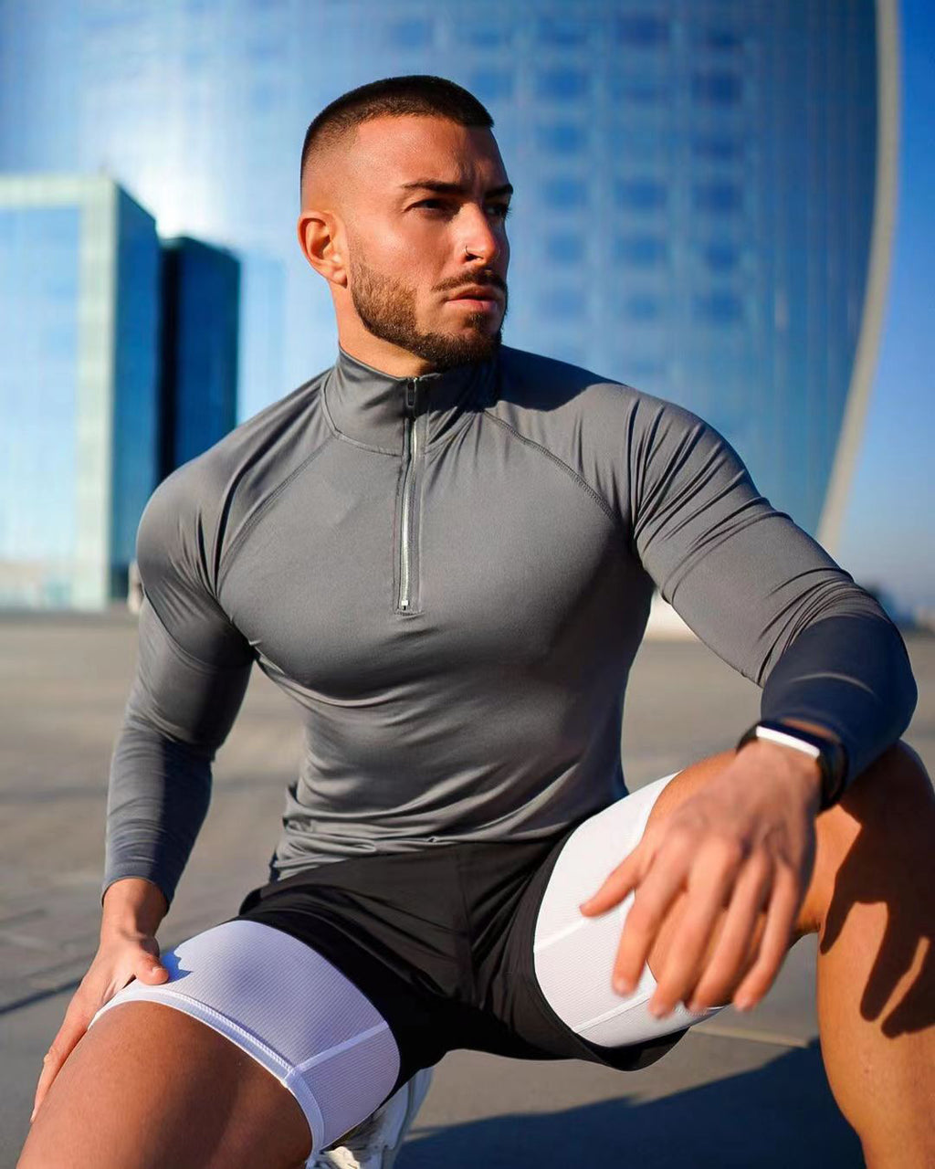 Men Half-Zip Fitness T-Shirt