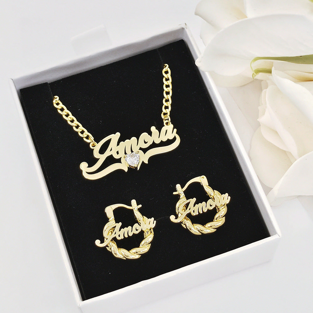 Personalized Name Necklace with Heart Birthstone
