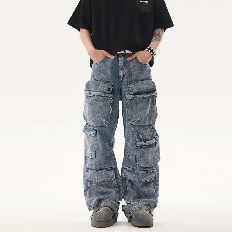 Men Washed Denim Jeans