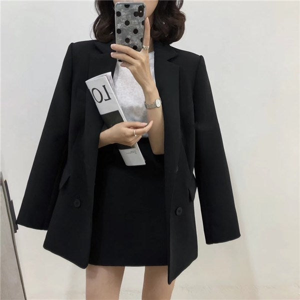Beige Suit Skirt Set