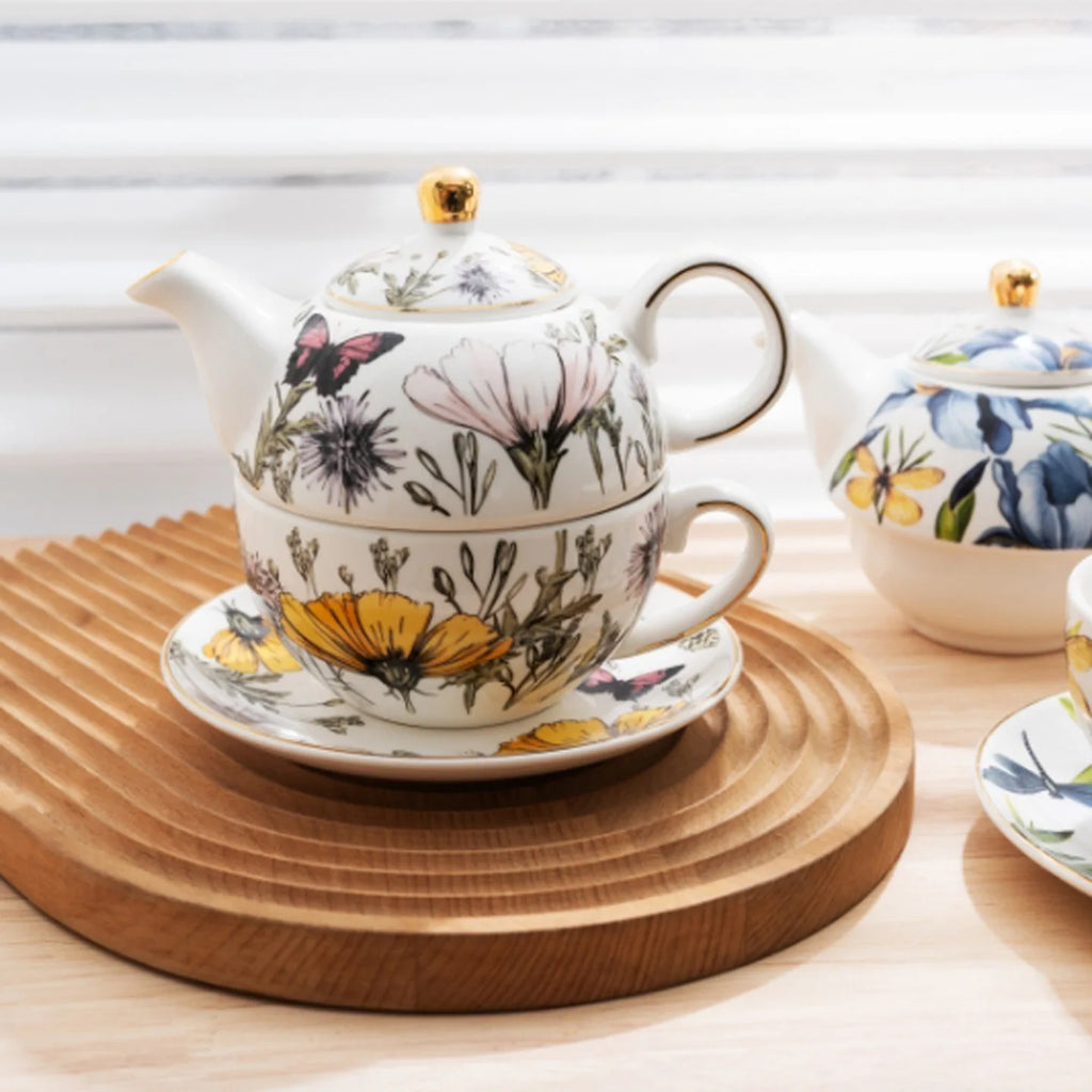 Luxury Mother Child Teapot Set, Bone China Floral Design, Complete Tea Cup & Saucer Set,Afternoon Tea Set，Premium Homeware Gift