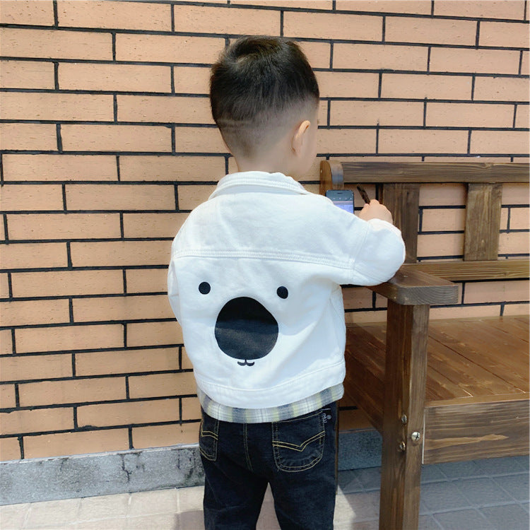 Boys Cartoon Bear Denim Jacket