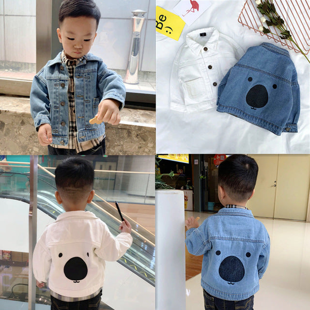 Boys Cartoon Bear Denim Jacket
