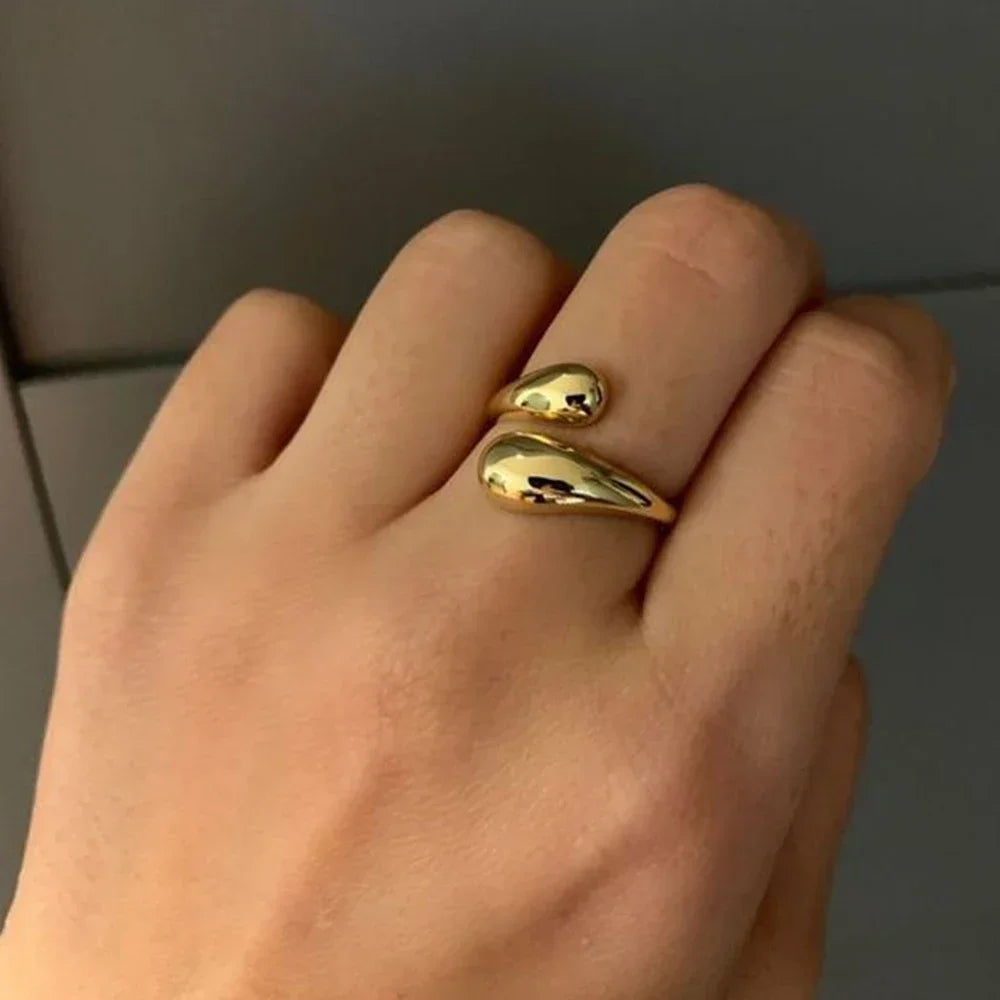 Fashiona golden croissant Stainless Steel rings for women Geometric minimalism ring Couple Matching Jewlery Gifts Do not fade