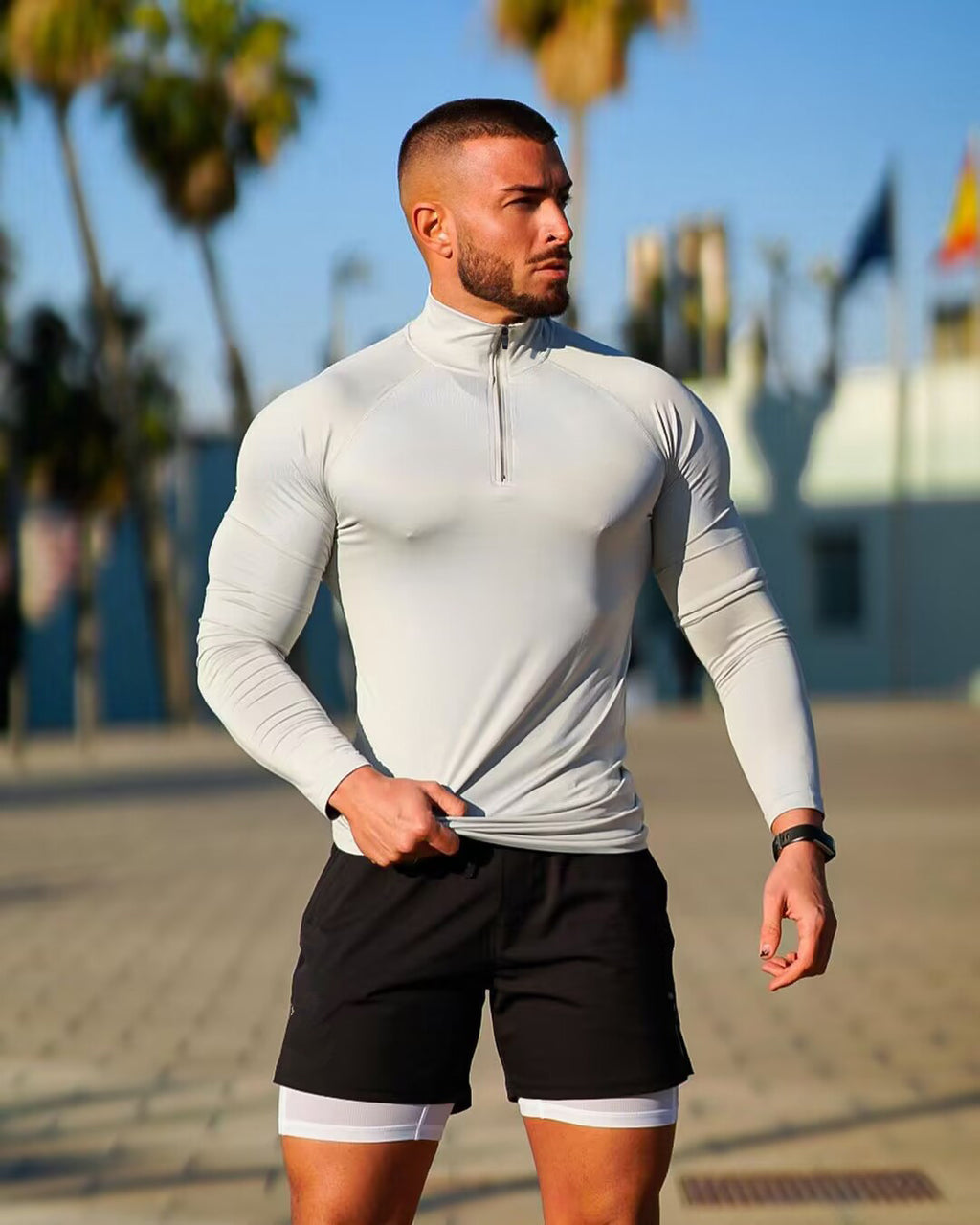 Men Half-Zip Fitness T-Shirt