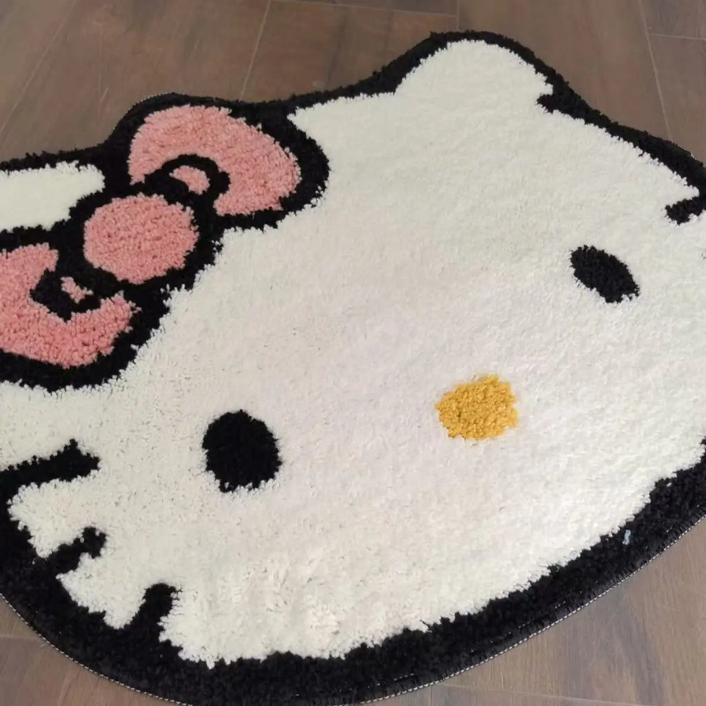 Hello Kitty Cartoon Faux Cashmere Bathroom Rug Non-Slip Absorbent Quick-Dry Bath Mat for Toilet Shower Entrance