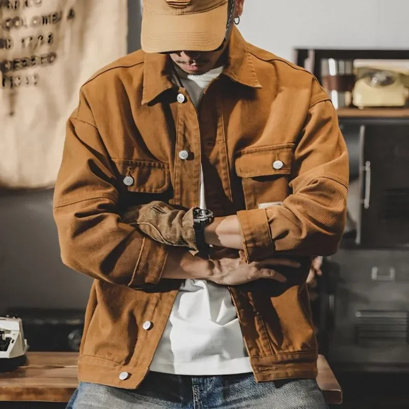Men Trendy Brown Denim Jacket