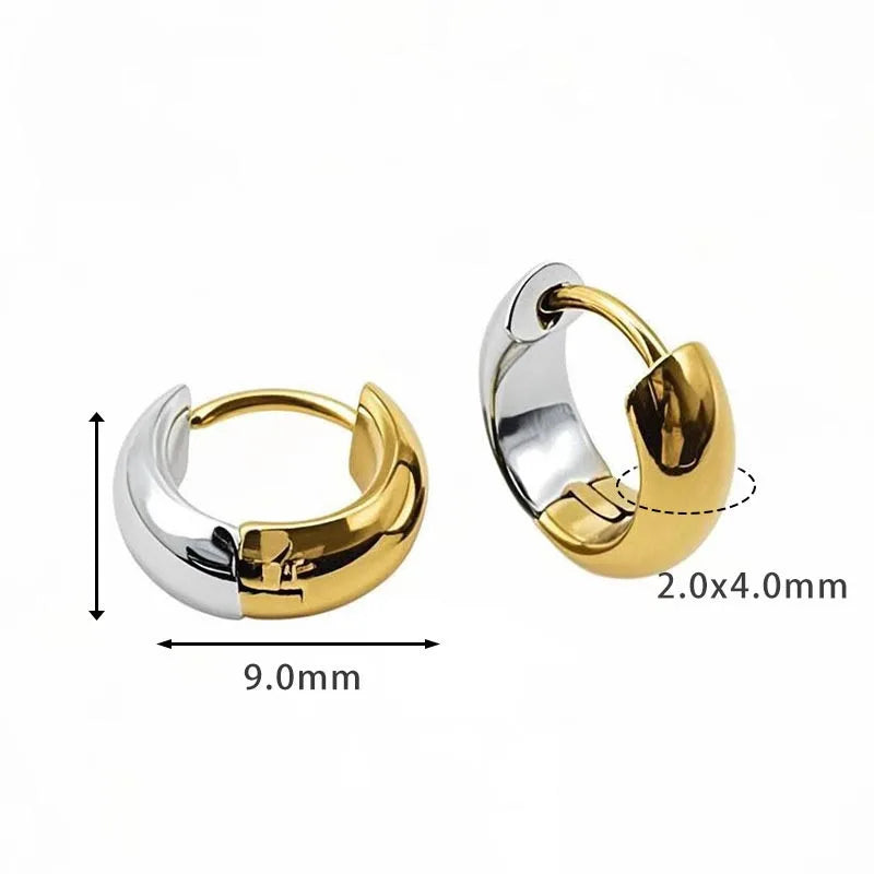 Stainless Steel Punk Round Wide Hoop Earrings for Women Fashion Chunky Gold Color Girls Jewlery Party Gift Bijoux