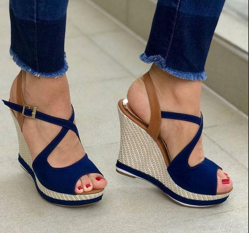 Strappy Elegance Espadrille Wedge Sandals