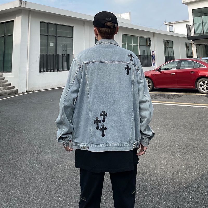 Men Hip-Hop Loose Embroidered Denim Jacket