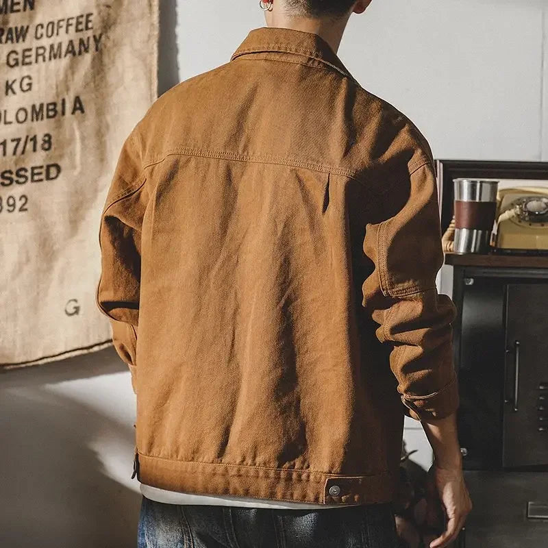 Men Trendy Brown Denim Jacket
