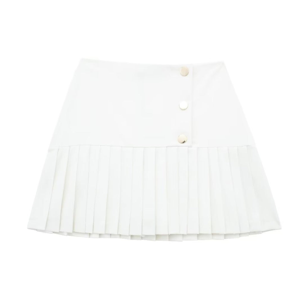Women High Waist Pleated Miniskirt