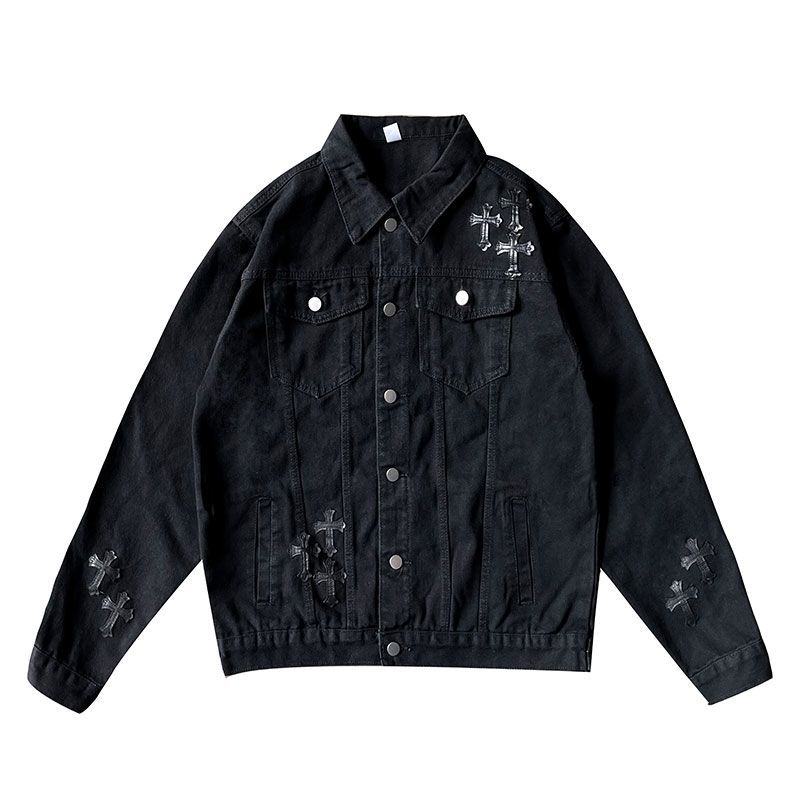 Men Hip-Hop Loose Embroidered Denim Jacket