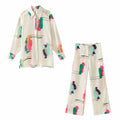 Oversized Multicolor Cream Blouse Shirt