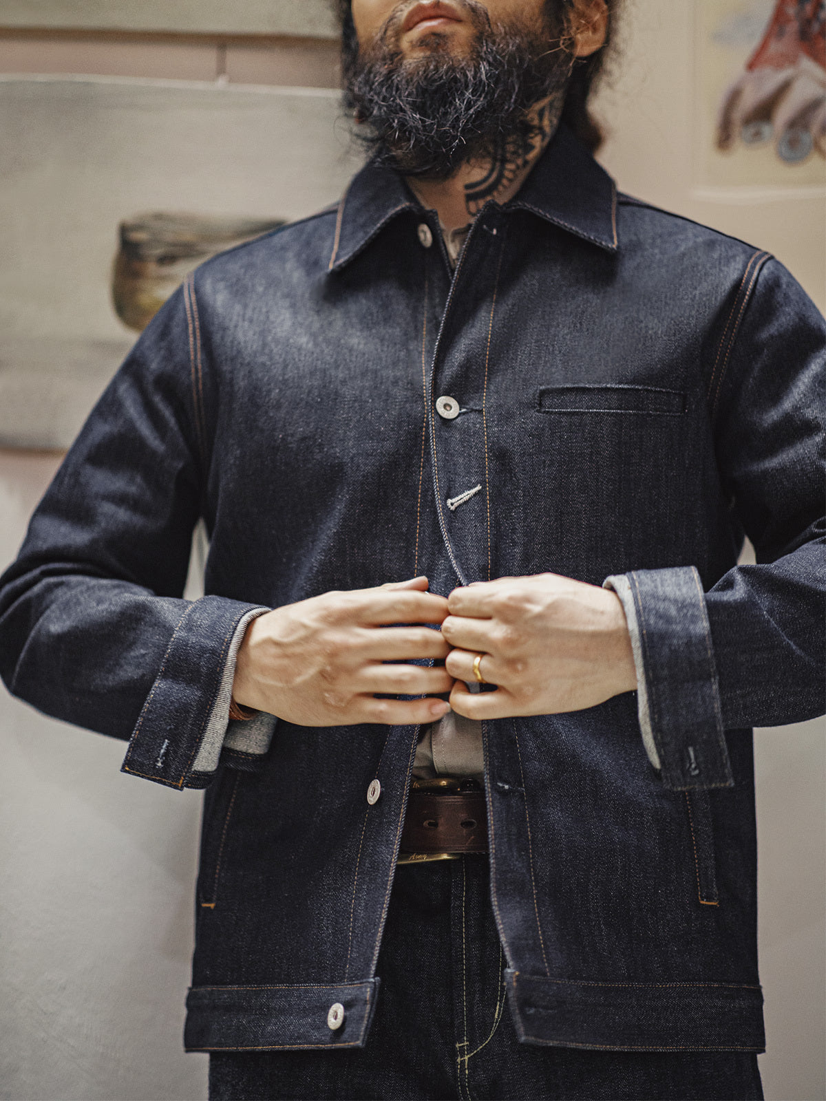 Men Vintage American Denim Jacket