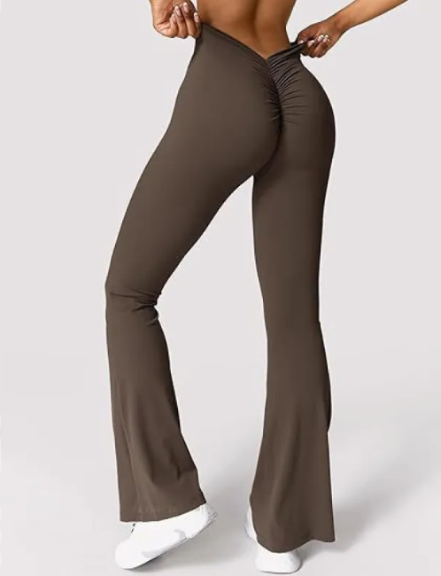 Women High-Waist Bell Bottom Fitness Pants
