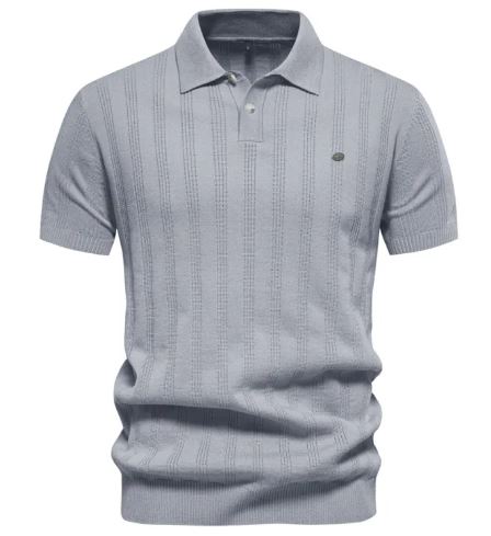 Men's Ribbed Knit Polo Shirt