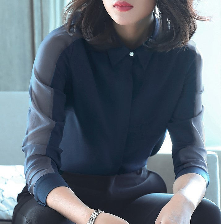 Korean Style Long Sleeve Chiffon Blouse