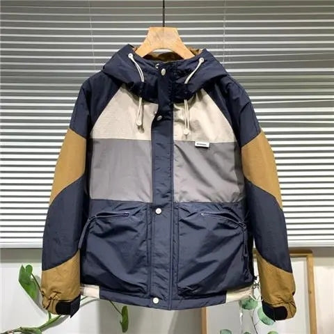 Men Patchwork Contrast Bomber Jacket