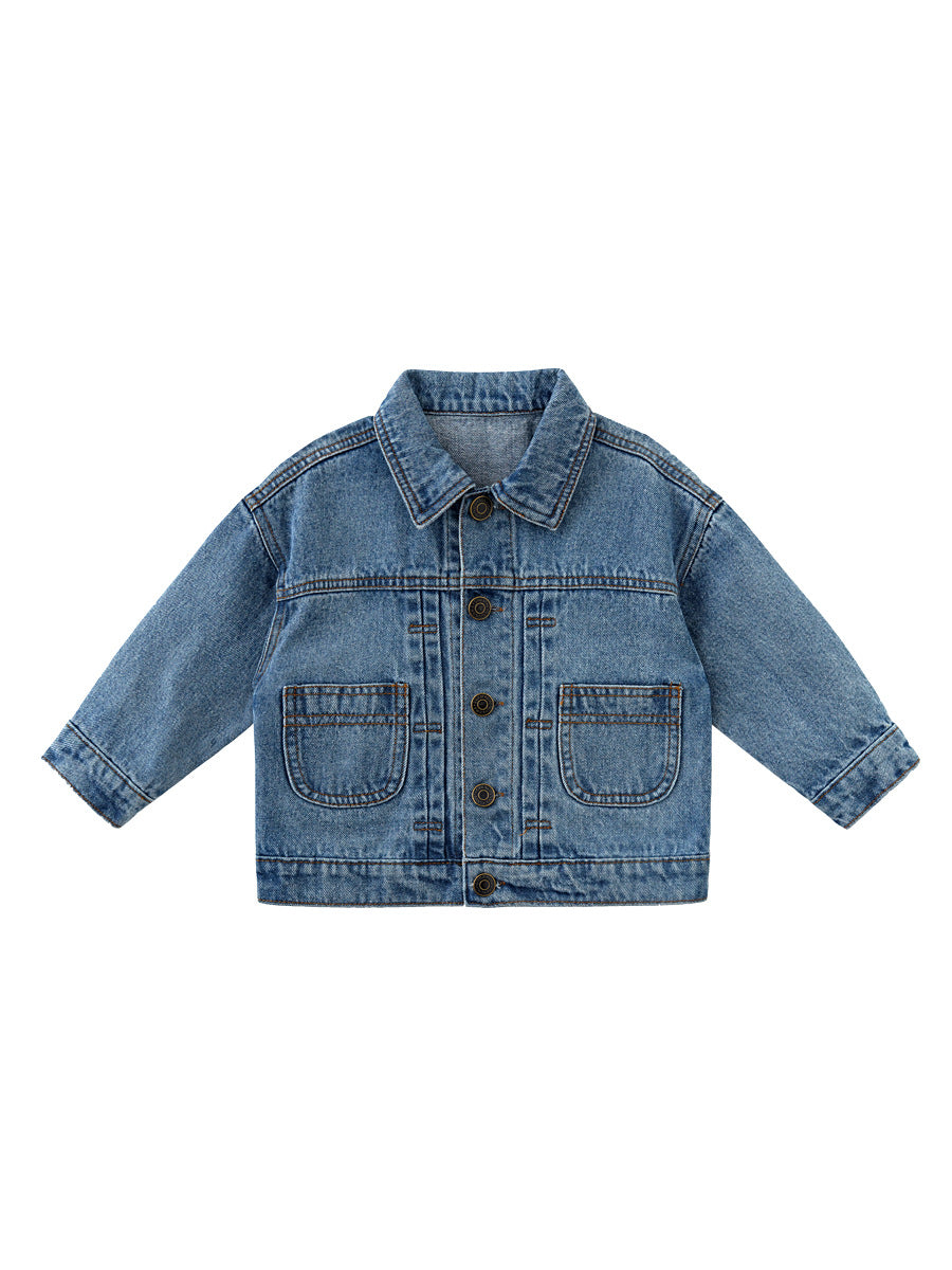Boys Cartoon Bear Denim Jacket