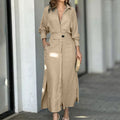 Long-sleeved Waisted Shirt Dress