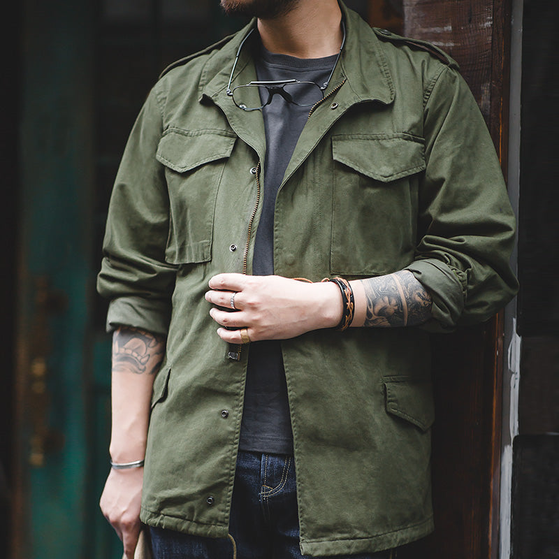 Men Oversize Army Green Denim Jacket